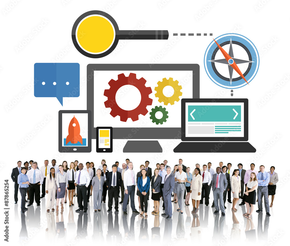 Poster search engine optimization online technology web concept
