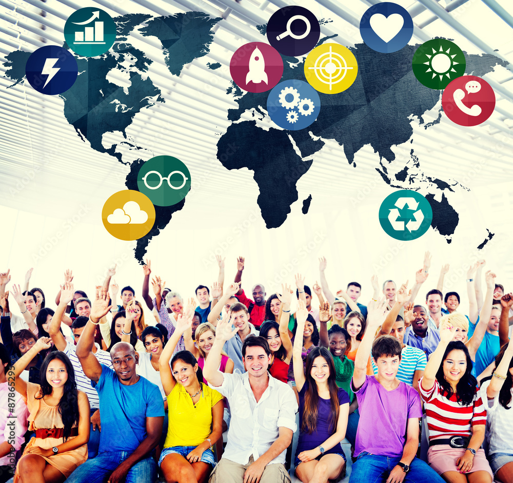 Poster global communications social networking connection concept