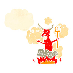 retro cartoon devil with thought bubble