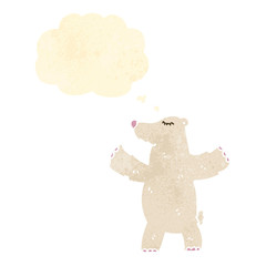 retro cartoon polar bear with thought bubble