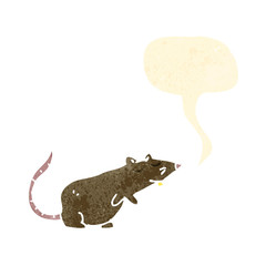 retro cartoon rat with speech bubble
