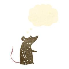 retro cartoon rat with thought bubble
