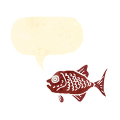 retro cartoon red fish
