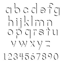 illustration vector of black shadow lowercase font set and numbe
