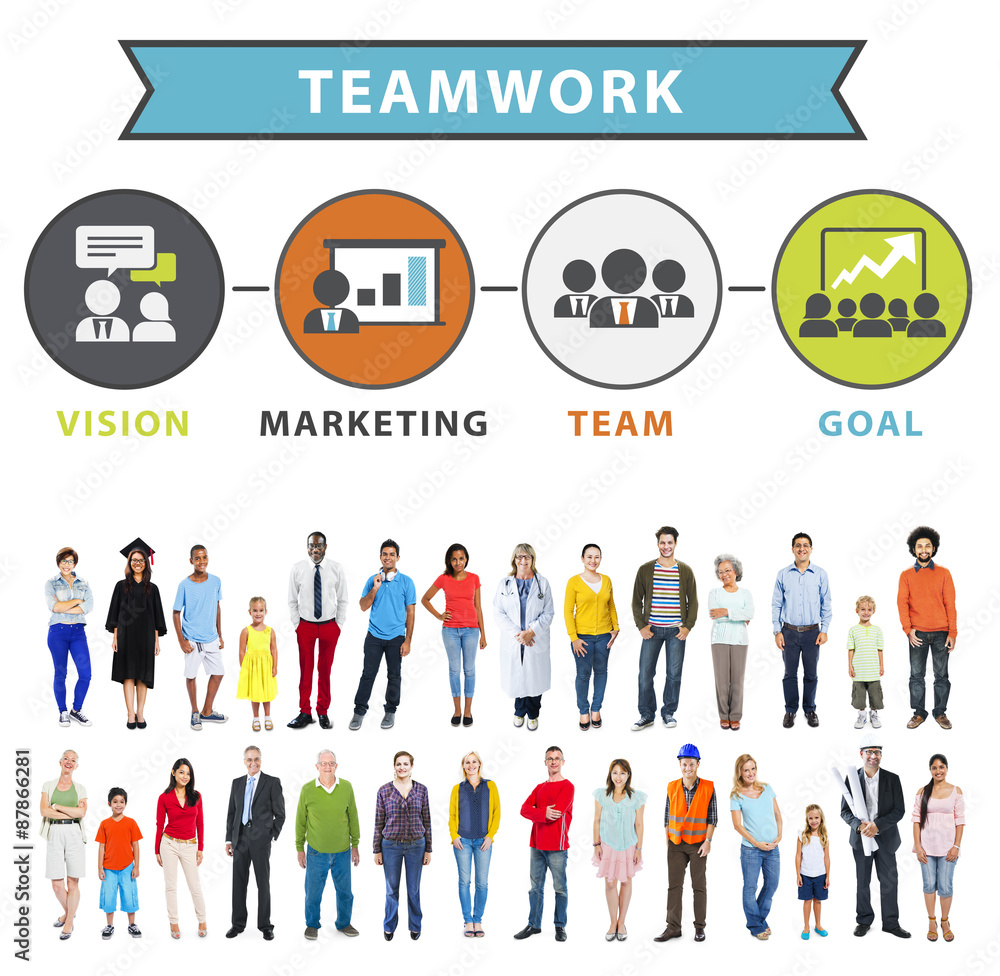 Poster teamwork team collaboration connection togetherness unity concep