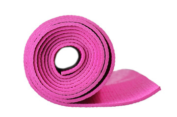 Pink Yoga Mat Isolated on white background