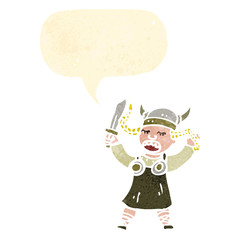 retro cartoon viking woman singing