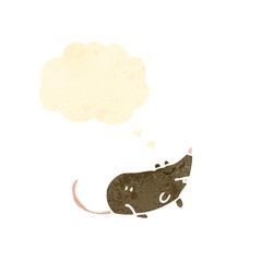 retro cartoon mouse with thought bubble