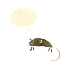 retro cartoon mouse with thought bubble