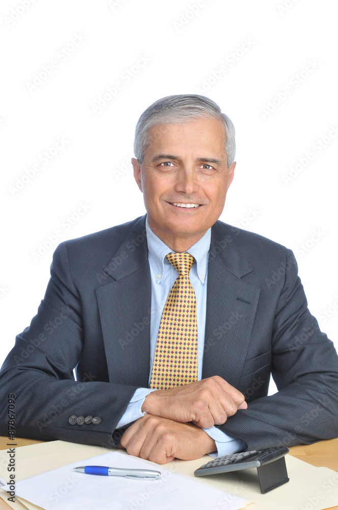 Wall mural Smiling Businessman Seated at Desk