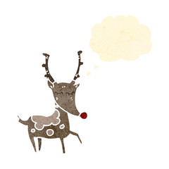 retro cartoon reindeer with thought cloud