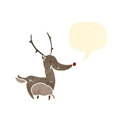 retro cartoon reindeer with speech bubble