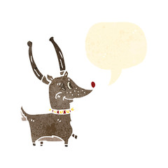 retro cartoon reindeer with speech bubble
