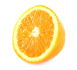 Half orange fruit isolated on white