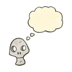 retro cartoon skull with thought bubble