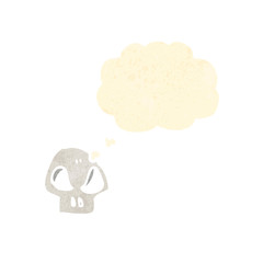 retro cartoon skull with thought bubble