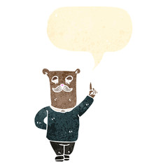 cartoon father bear with speech bubble