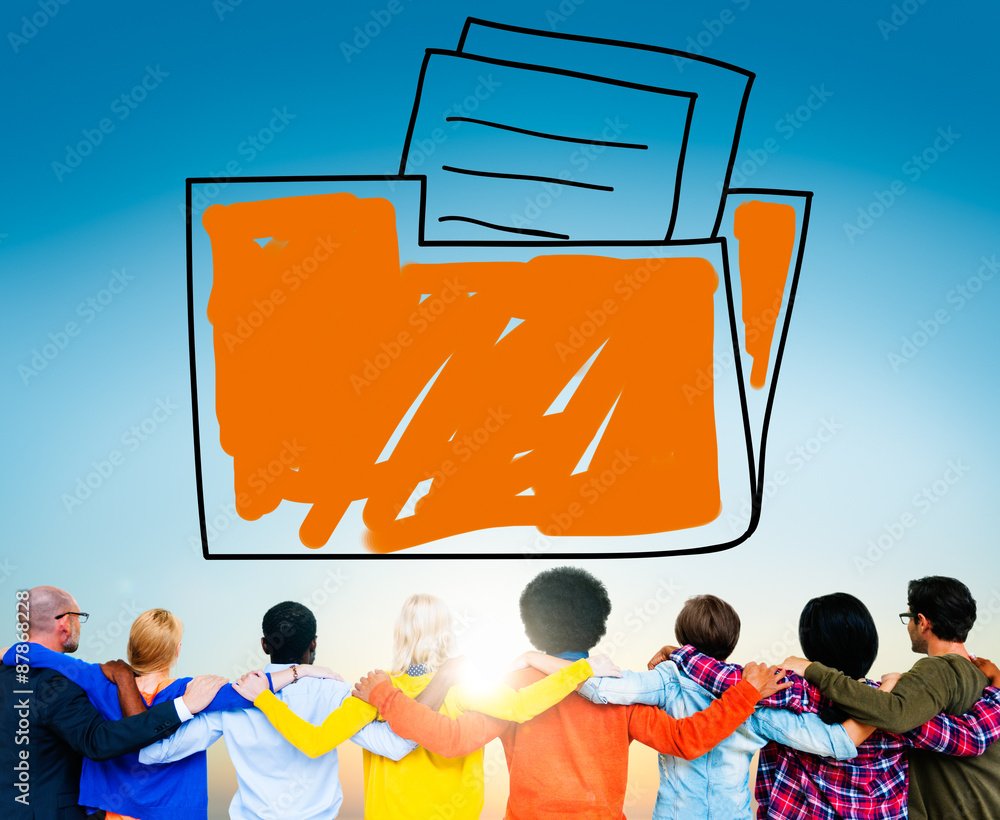 Poster folder data storage supply information database concept