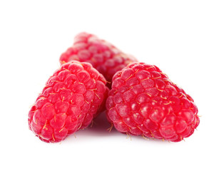 Fresh raspberries isolated on white