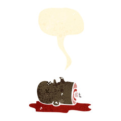 cartoon halloween severed head with speech bubble
