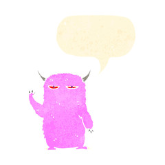 retro cartoon pink monster