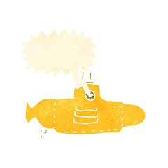cartoon yellow submarine with speech bubble