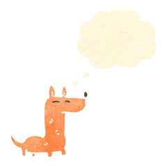 cartoon little dog with thought bubble
