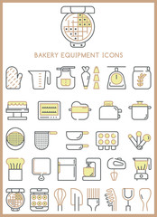 Bakery equipment icons set vector