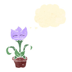 cartoon flower with thought bubble