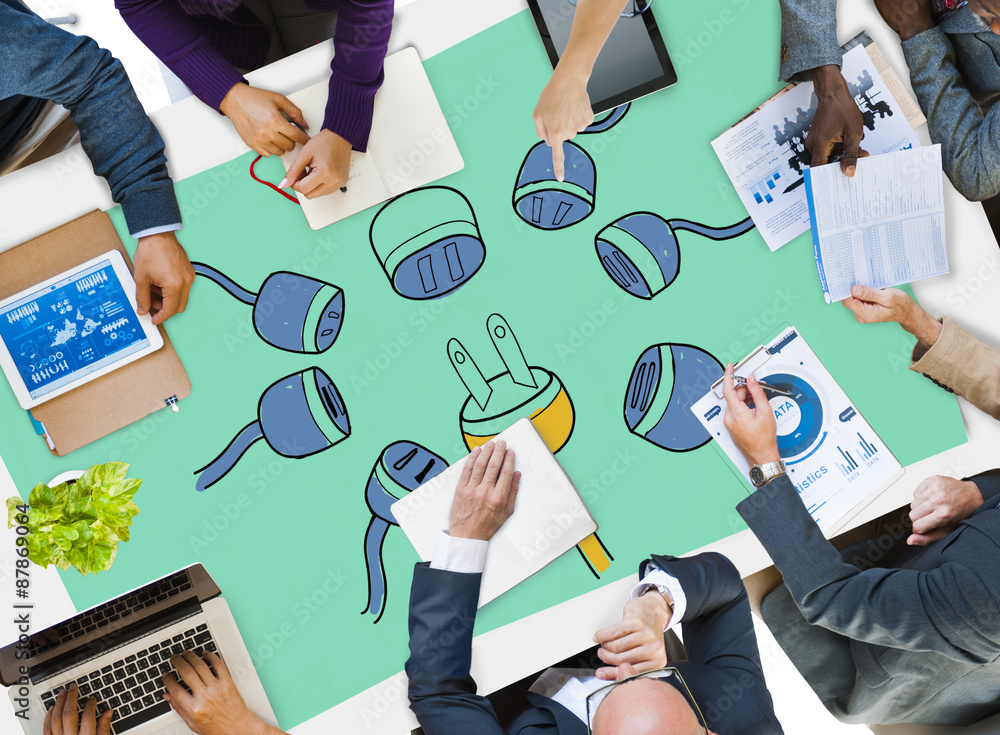 Poster power energy plug connect networking concept