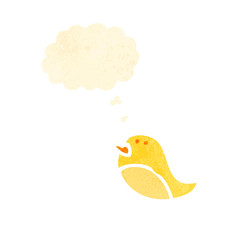 retro cartoon bird with thought bubble