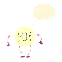 retro cartoon cloud man with thought balloon
