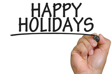 hand writing happy holidays