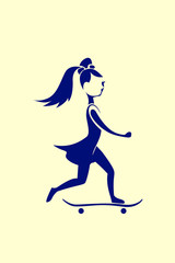 Fototapeta na wymiar Little girl on skateboard.