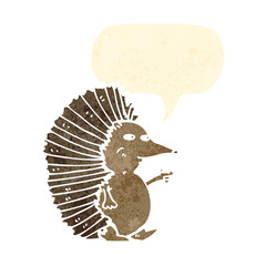 retro cartoon talking hedgehog