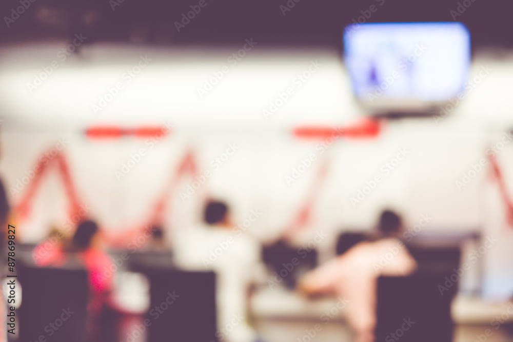 Poster customer in store blur background with bokeh
