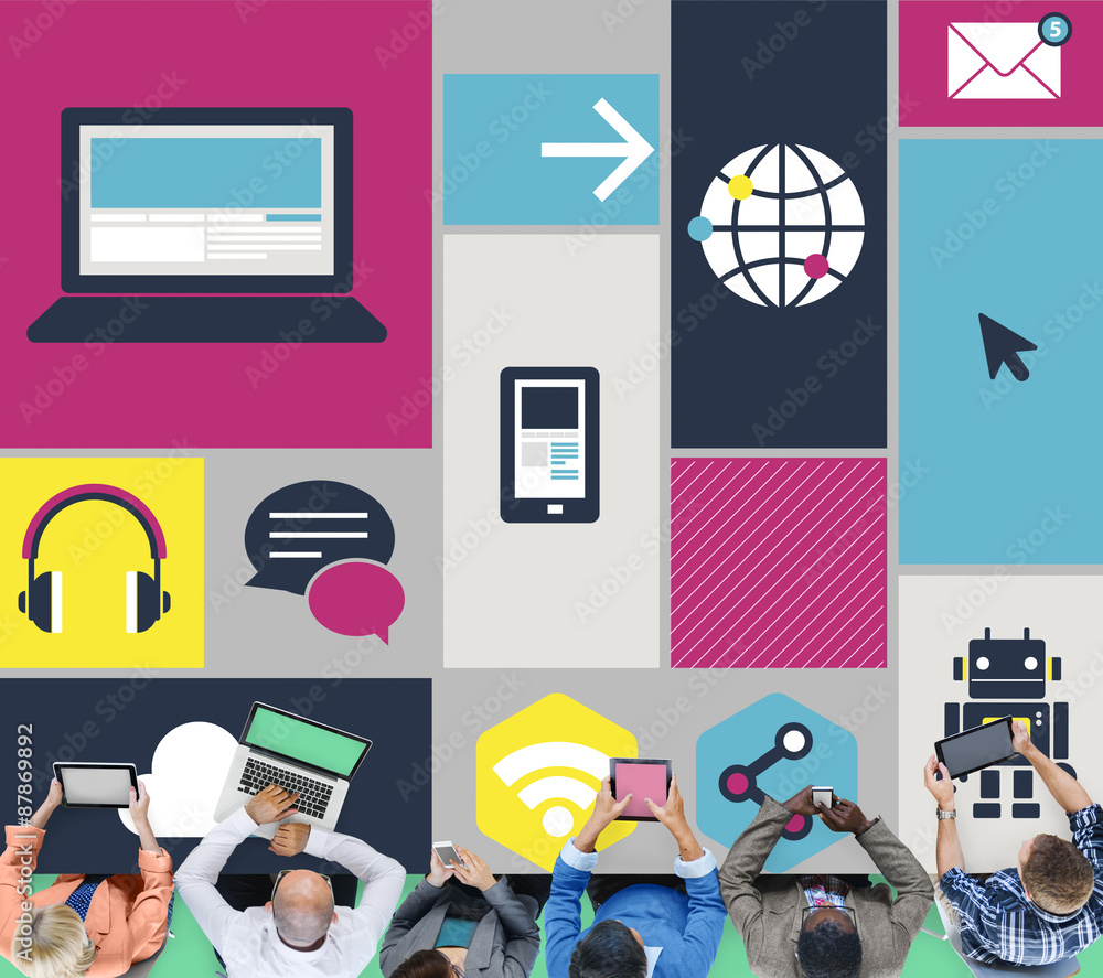 Poster computer cloud computing storage media digital concept