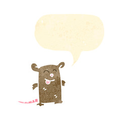retro cartoon mouse with speech bubble
