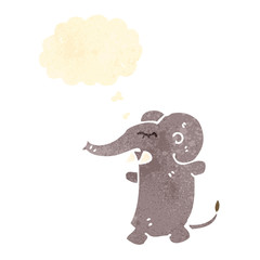 retro cartoon elephant with thought bubble