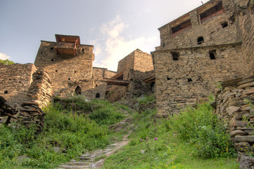 Fototapeta na wymiar Shatili town castle