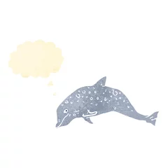 Deurstickers retro cartoon dolphin © lineartestpilot