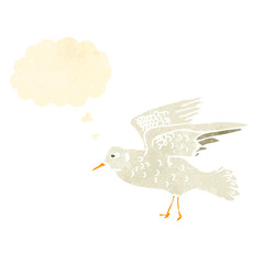 retro cartoon seagull,with thought bubble