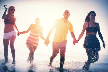 Naklejka premium Friendship Freedom Beach Summer Holiday Concept