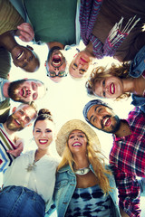 Friends Huddle Join Holiday Party Group Concept