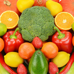 background of different fruits and vegetables