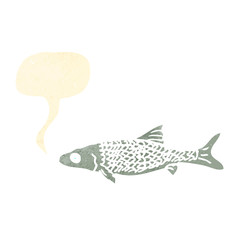 retro cartoon fish with speech bubble