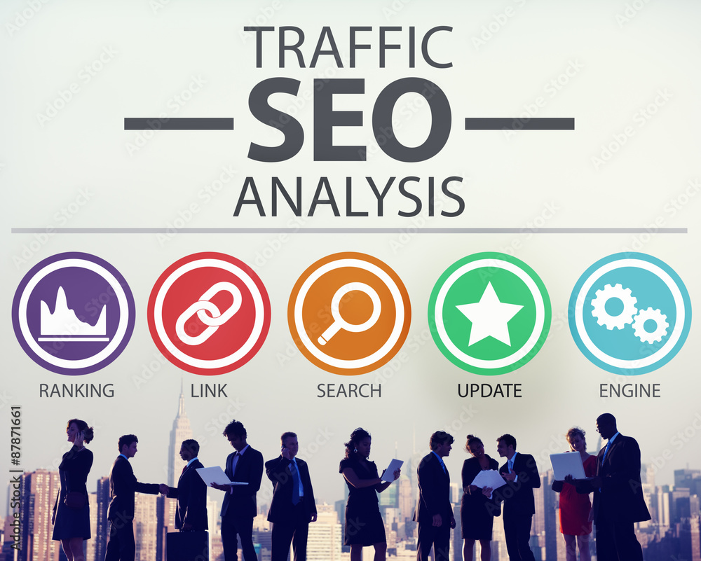 Poster search engine optimisation analysis information data concept