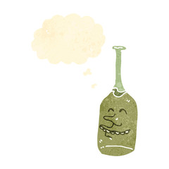 retro cartoon white wine bottle