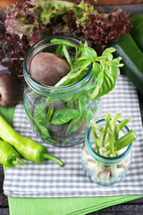 Fresh vegetables on table close up