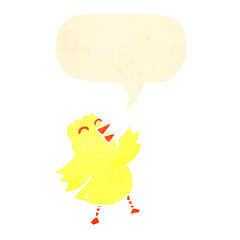 retro cartoon chick with speech bubble